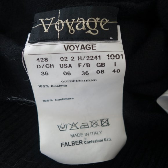 Vtg Voyage Logo Black Cashmere Sweater Vest With Long Neck Made In Italy, Sz 6 - Picture 5 of 11